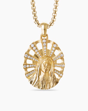 Madonna Amulet in 18K Yellow Gold with Diamonds, 29mm