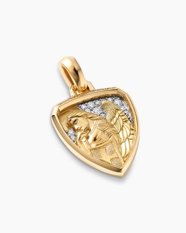 St. Michael Amulet in 18K Yellow Gold with Diamonds, 27.5mm
