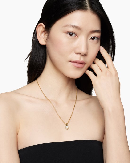 Skull Amulet with Full Pavé Diamonds and 18K Yellow Gold, 14mm