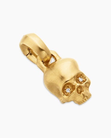 Skull Amulet in 18K Yellow Gold with Diamonds, 19.3mm
