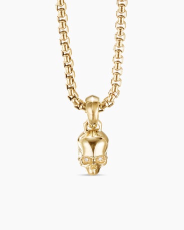 Skull Amulet in 18K Yellow Gold with Diamonds, 19.3mm