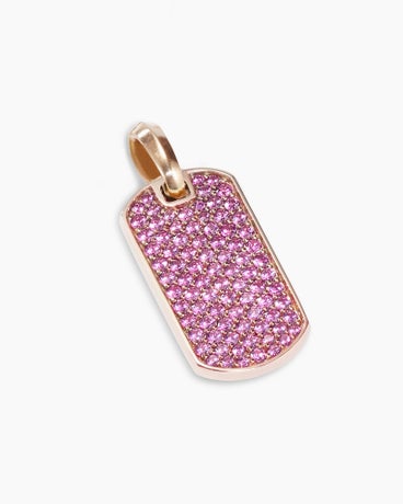 Pavé Tag in 18K Rose Gold with Pink Sapphires, 21mm