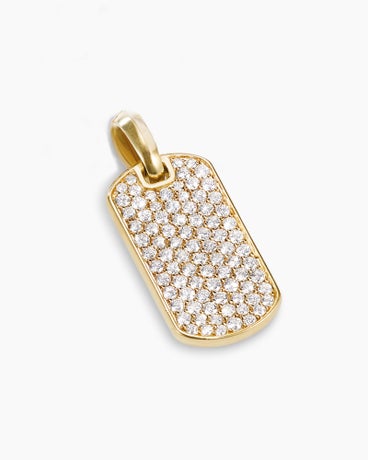 Pavé Tag in 18K Yellow Gold with Diamonds, 21mm