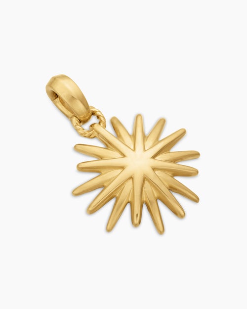 Womens Starburst Charm in 18K Yellow Gold, 21.5mm