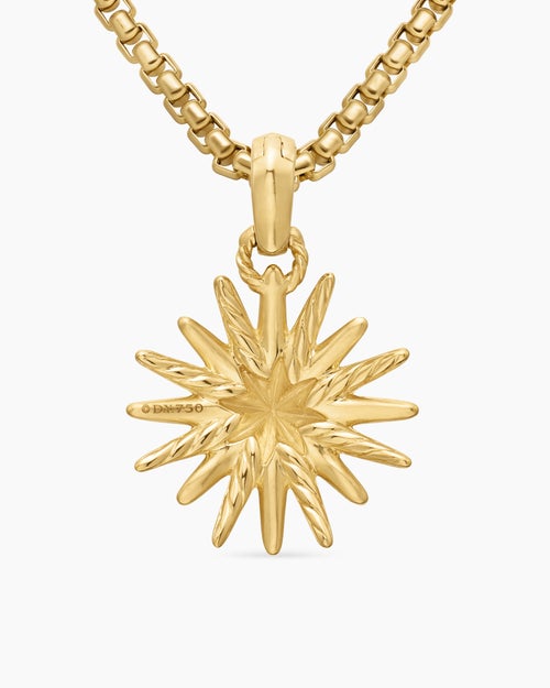 Womens Starburst Charm in 18K Yellow Gold, 21.5mm