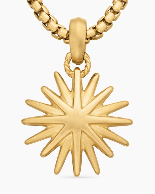 Womens Starburst Charm in 18K Yellow Gold, 21.5mm