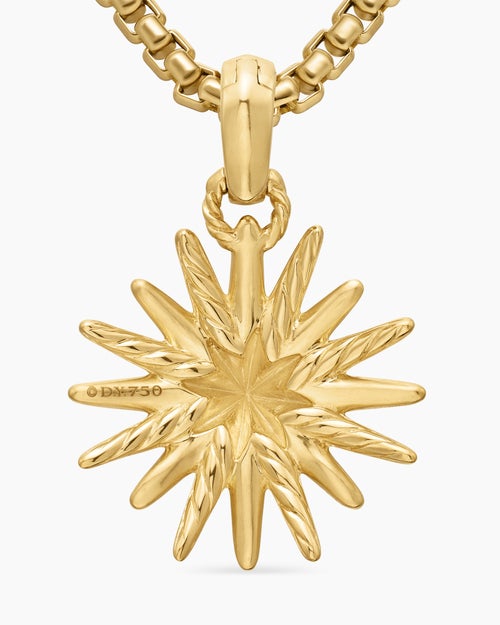Womens Starburst Charm in 18K Yellow Gold, 21.5mm