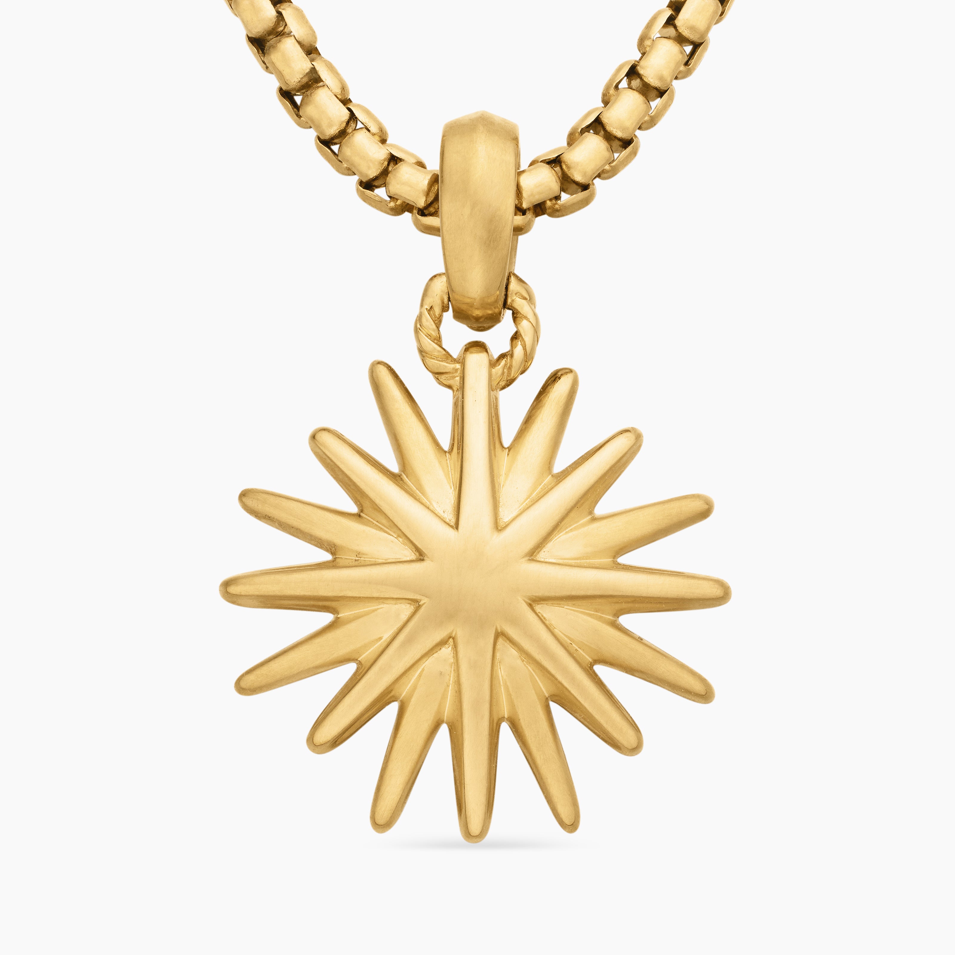 Womens Starburst Charm in 18K Yellow Gold, 21.5mm
