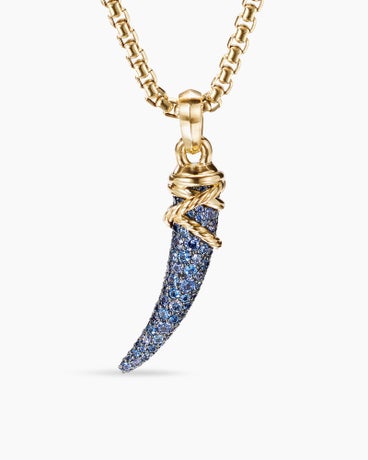 Tusk Amulet with Pavé Blue and Violet Sapphires and 18K Yellow Gold, 28.8mm