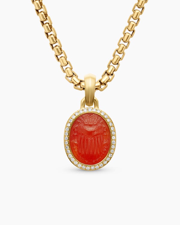 Petrvs® Scarab Amulet in 18K Yellow Gold with Carnelian and Diamonds, 16.3mm