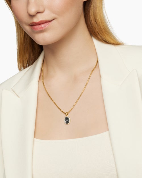 Womens Petrvs® Scarab Amulet in 18K Yellow Gold with Black Mother of Pearl and Diamonds, 16.3mm