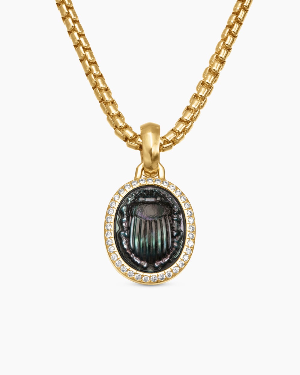 Womens Petrvs® Scarab Amulet in 18K Yellow Gold with Black Mother of Pearl and Diamonds, 16.3mm