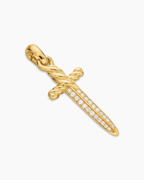 Amulette poignard Petrvs® en or jaune 18 carats avec diamants, 31,5 mm