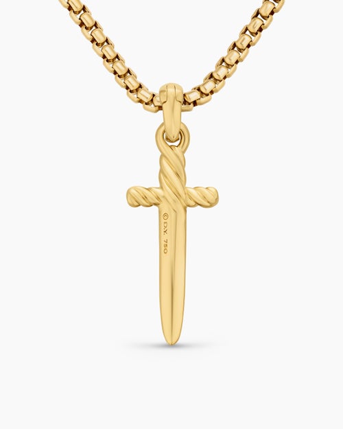 Womens Petrvs® Dagger Amulet in 18ct Yellow Gold with Diamonds, 32mm