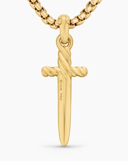 Womens Petrvs® Dagger Amulet in 18ct Yellow Gold with Diamonds, 32mm