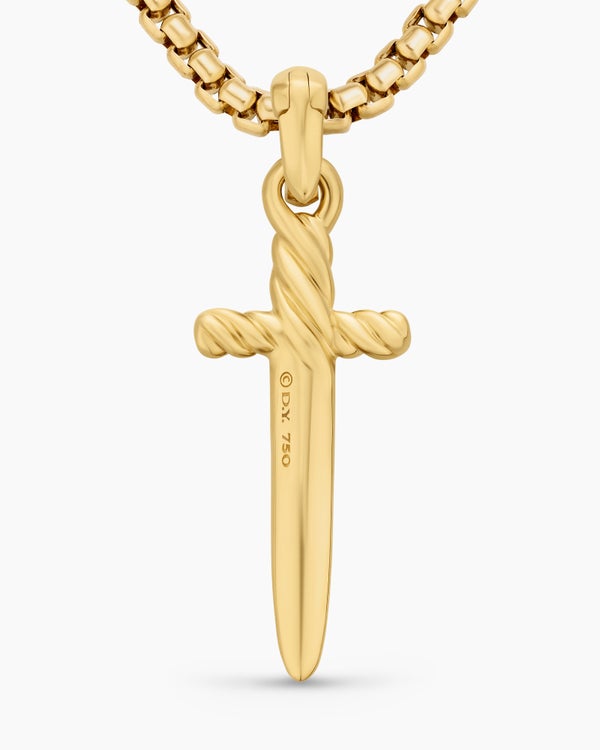 Amulette poignard Petrvs® en or jaune 18 carats avec diamants, 31,5 mm