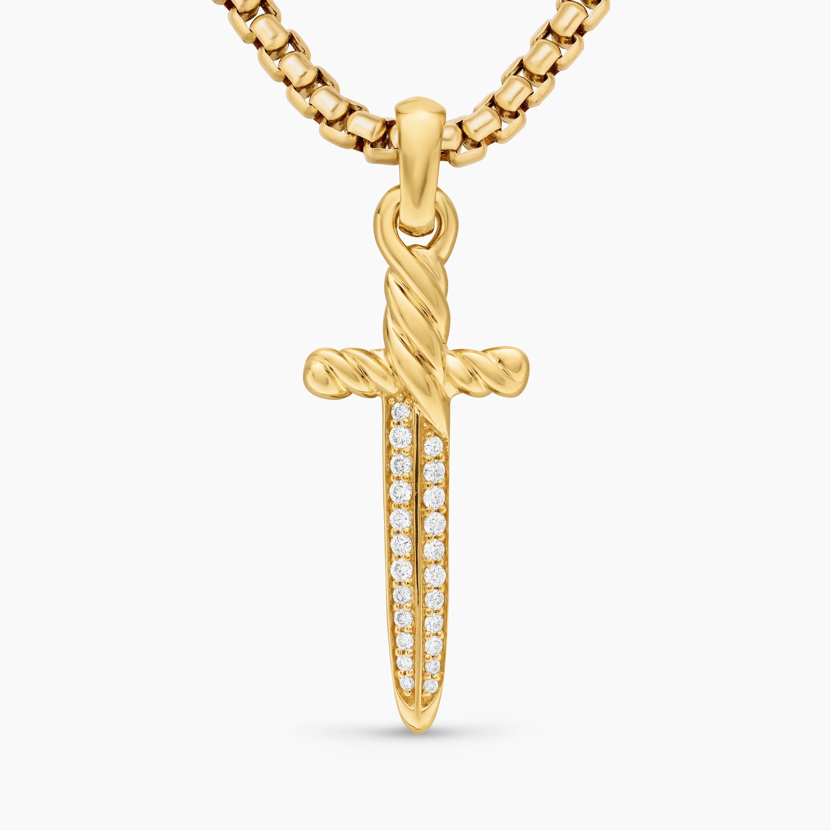 Womens Petrvs&reg; Dagger Amulet in 18K Yellow Gold with Diamonds, 32mm