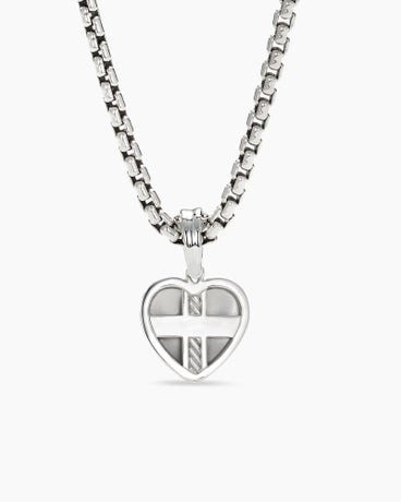 SY Heart Amulet in 18K White Gold with Diamonds and Pink Sapphire, 20mm