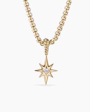 North Star Birthstone Amulet in 18K Yellow Gold with Centre Diamond, 15mm
