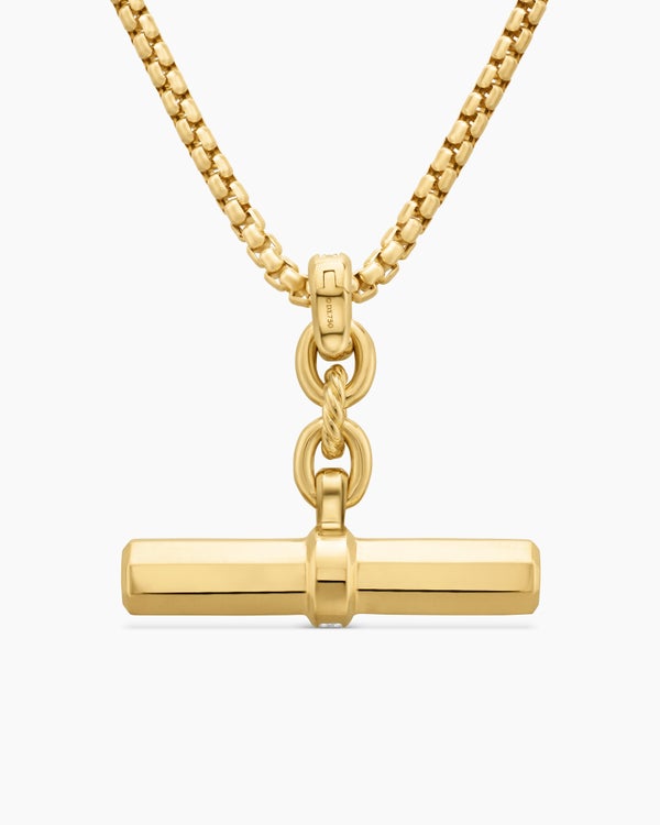Lexington E/W Barrel Pendant in 18K Yellow Gold with Diamonds, 32mm
