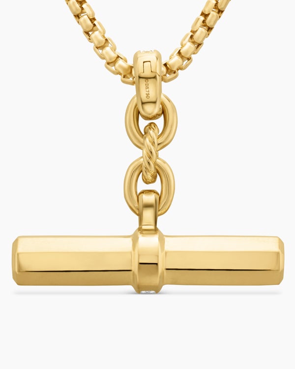 Lexington E/W Barrel Pendant in 18K Yellow Gold with Diamonds, 32mm