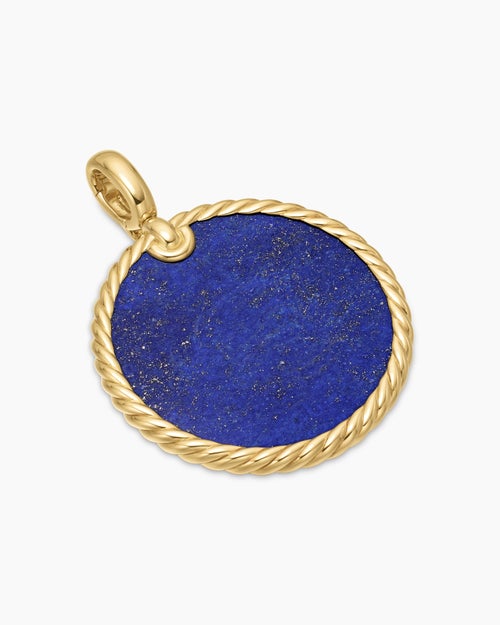 Womens DY Elements® Disc Pendant in 18K Yellow Gold with Lapis, 32mm