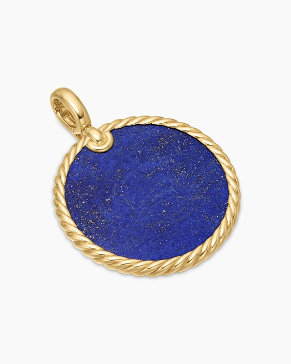 DY Elements® Disc Pendant in 18K Yellow Gold with Lapis, 32mm