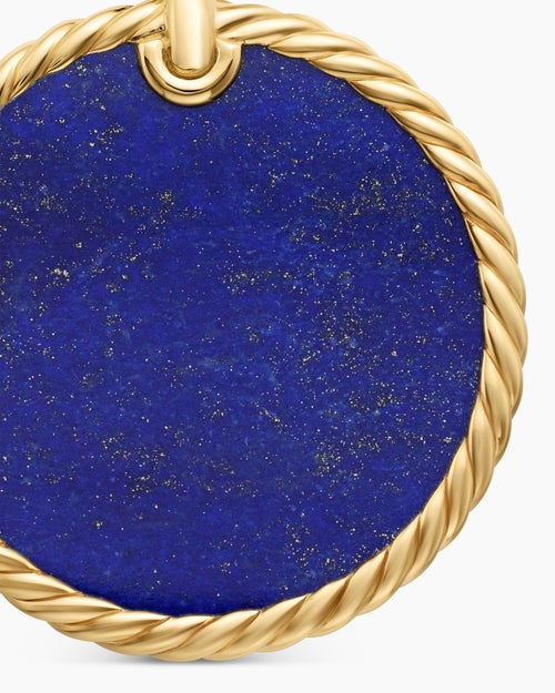 Womens DY Elements® Disc Pendant in 18K Yellow Gold with Lapis, 32mm