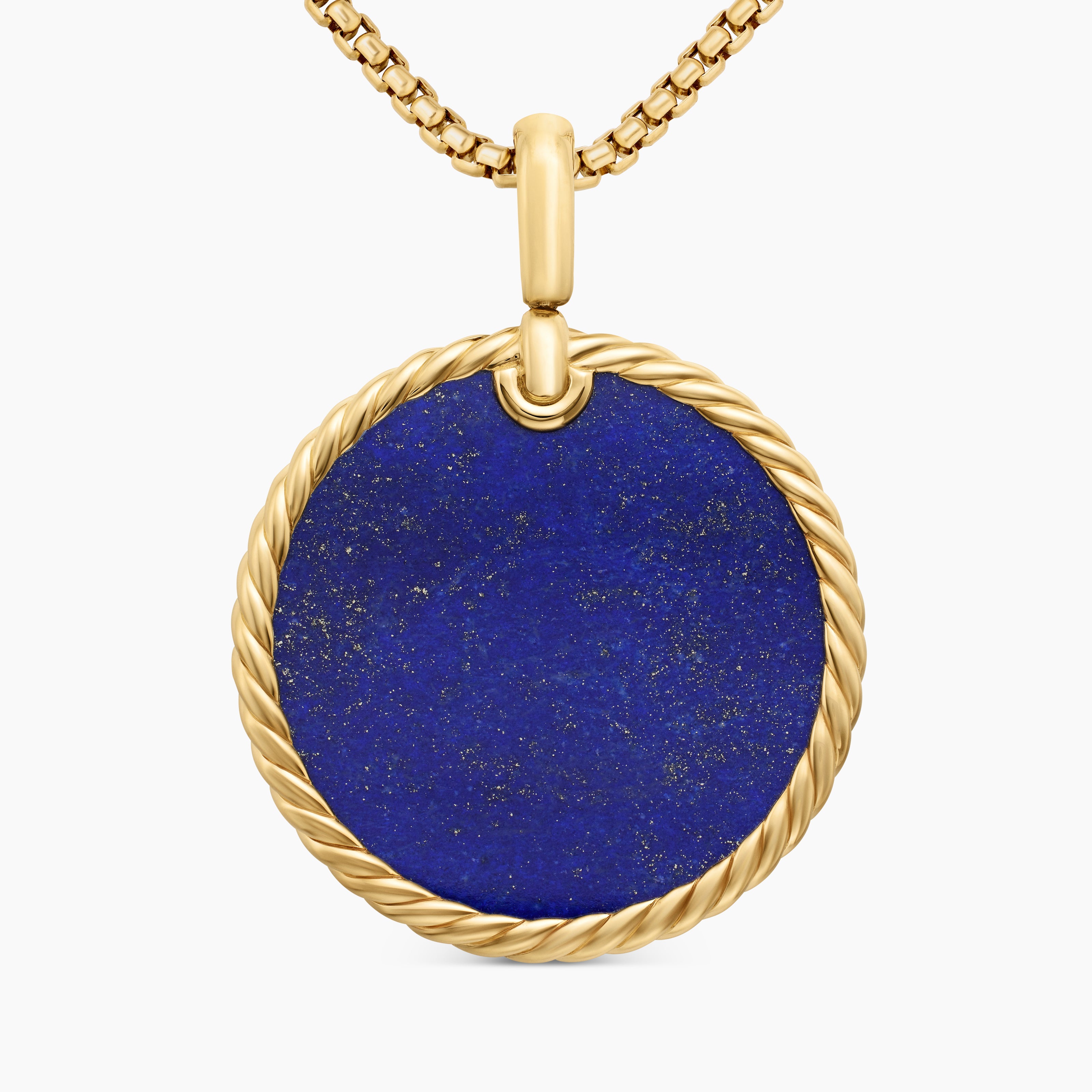 Womens DY Elements&reg; Disc Pendant in 18K Yellow Gold with Lapis, 32mm