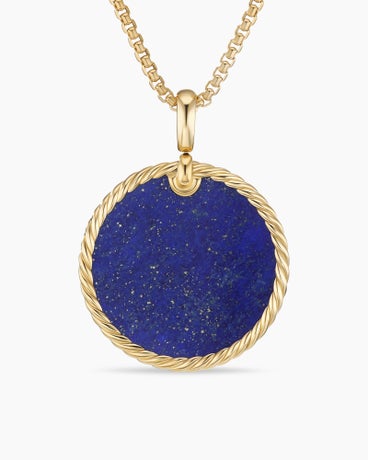 DY Elements® Disc Pendant in 18K Yellow Gold with Lapis, 32mm