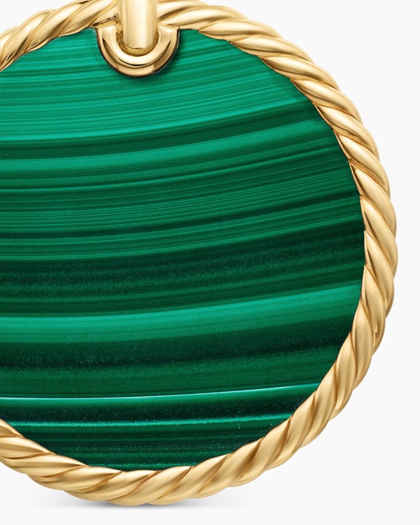 DY Elements® Disc Pendant in 18K Yellow Gold with Malachite, 32mm