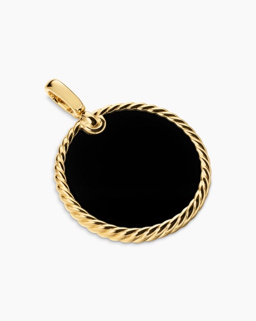 Womens DY Elements® Disc Pendant in 18K Yellow Gold with Black Onyx Reversible to Mother of Pearl, 32mm