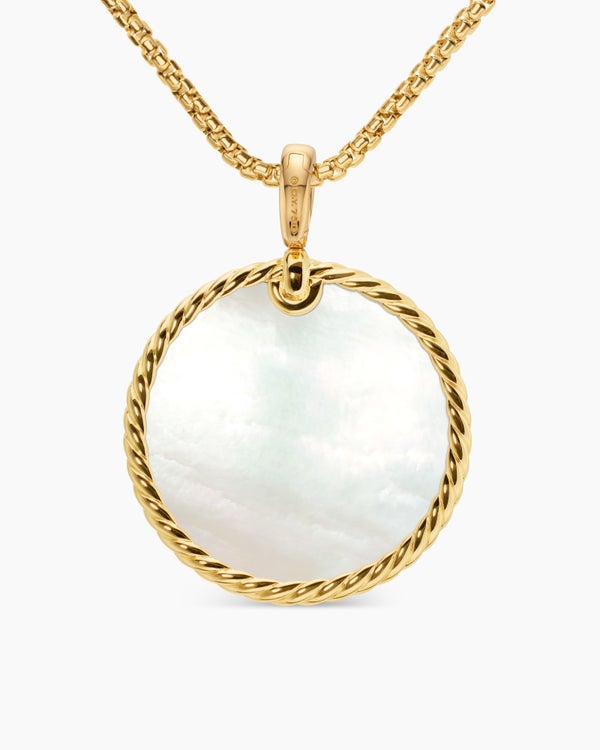 DY Elements® Disc Pendant in 18K Yellow Gold with Black Onyx Reversible to Mother of Pearl, 32mm
