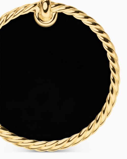 Womens DY Elements® Disc Pendant in 18ct Yellow Gold with Black Onyx Reversible to Mother of Pearl, 32mm