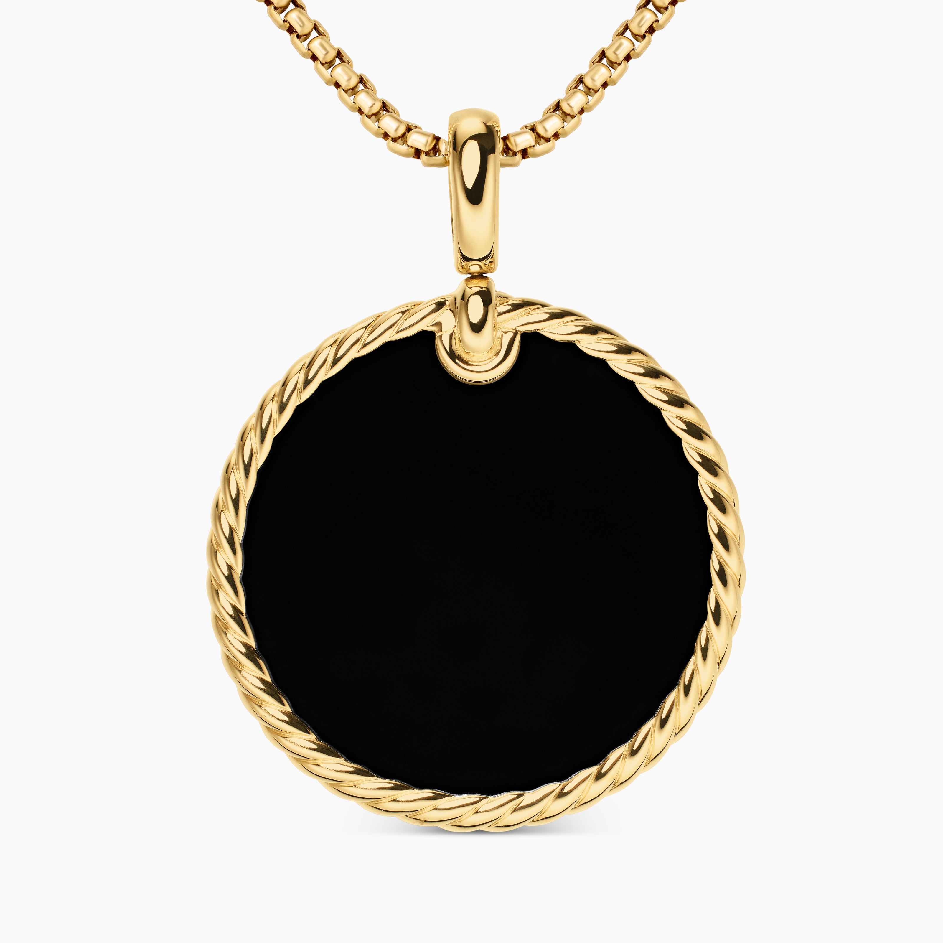 Womens DY Elements&reg; Disc Pendant in 18K Yellow Gold with Black Onyx Reversible to Mother of Pearl, 32mm