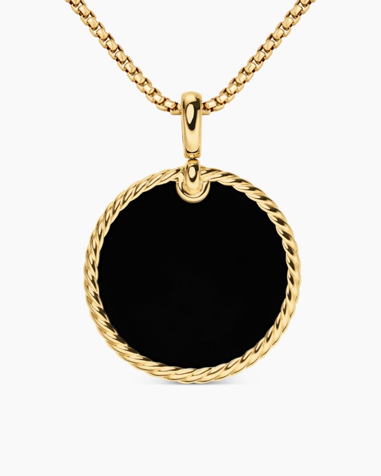 DY Elements® Disc Pendant in 18K Yellow Gold with Black Onyx Reversible to Mother of Pearl, 32mm
