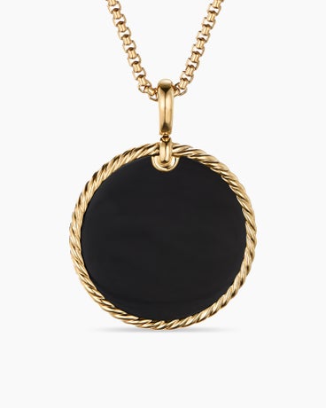 DY Elements® Disc Pendant in 18K Yellow Gold with Black Onyx Reversible to Mother of Pearl, 32mm