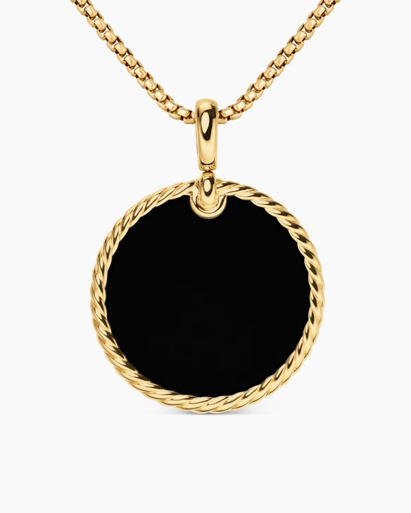 DY Elements® Disc Pendant in 18K Yellow Gold with Black Onyx Reversible to Mother of Pearl, 32mm