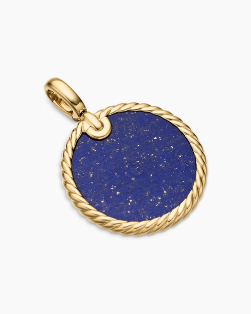 Womens DY Elements® Disc Pendant in 18K Yellow Gold with Lapis, 24mm