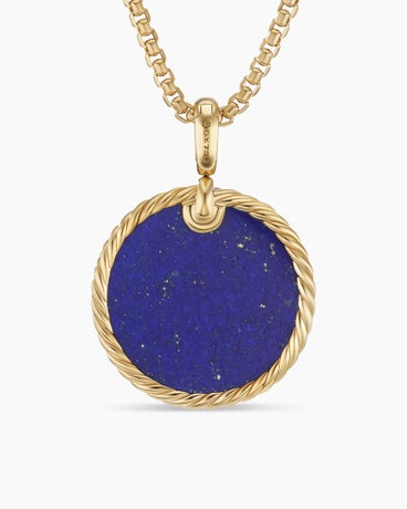 DY Elements® Disc Pendant in 18K Yellow Gold with Lapis, 24mm