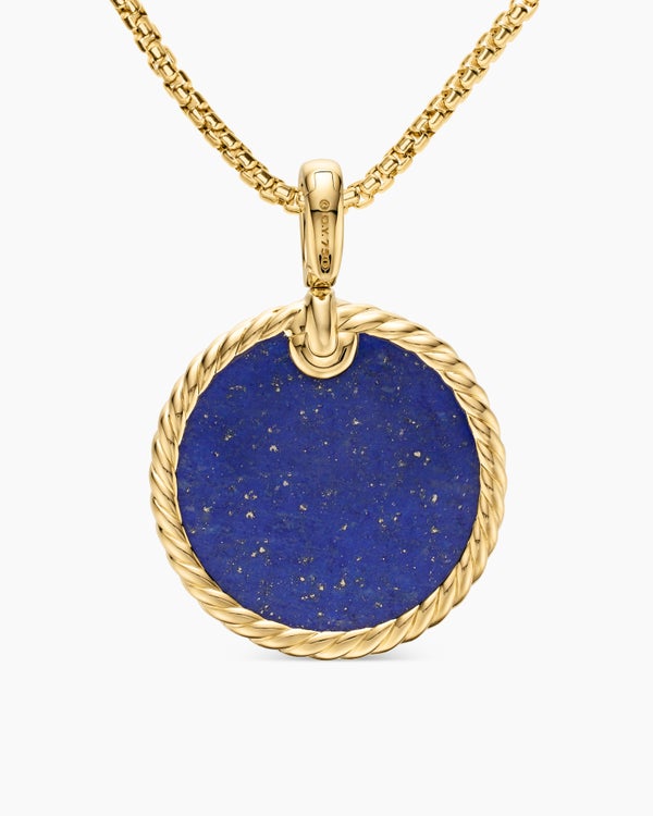 DY Elements® Disc Pendant in 18K Yellow Gold with Lapis, 24mm
