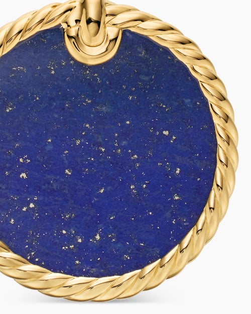 Womens DY Elements® Disc Pendant in 18K Yellow Gold with Lapis, 24mm