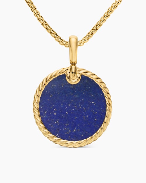 Pendentif disque DY Elements® en or jaune 18 carats avec lapis-lazuli, 24 mm femmes