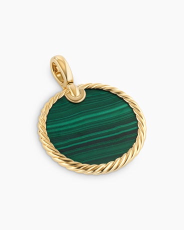 DY Elements® Disc Pendant in 18K Yellow Gold with Malachite, 24mm