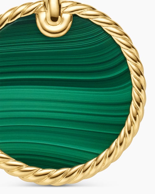 Womens DY Elements® Disc Pendant in 18K Yellow Gold with Malachite, 24mm