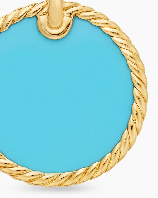 DY Elements® Disc Pendant in 18K Yellow Gold with Turquoise, 24mm