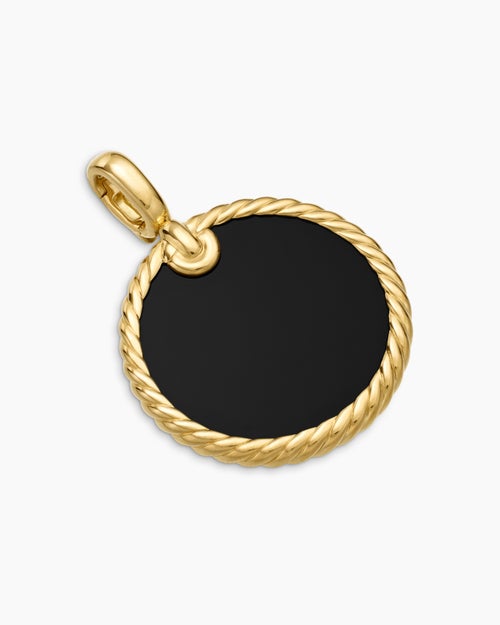 Womens DY Elements® Disc Pendant in 18K Yellow Gold with Black Onyx Reversible to Mother of Pearl, 24mm