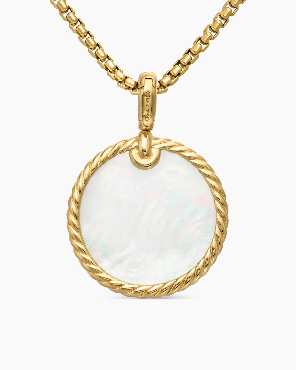 Womens DY Elements® Disc Pendant in 18ct Yellow Gold with Black Onyx Reversible to Mother of Pearl, 24mm