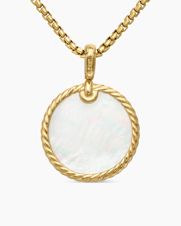 DY Elements® Disc Pendant in 18K Yellow Gold with Black Onyx Reversible to Mother of Pearl, 24mm
