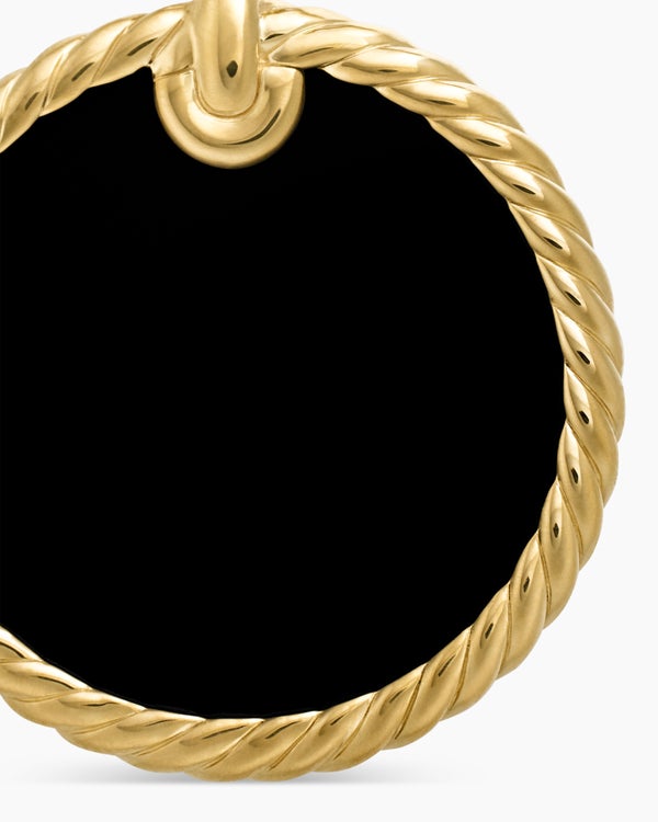 DY Elements® Disc Pendant in 18K Yellow Gold with Black Onyx Reversible to Mother of Pearl, 24mm